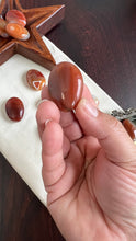 Load image into Gallery viewer, One (1) Stunning Carnelian Agate Mini Palm Stones, intuitively chosen for you, each measures approx. 1.3 - 1.6 inches
