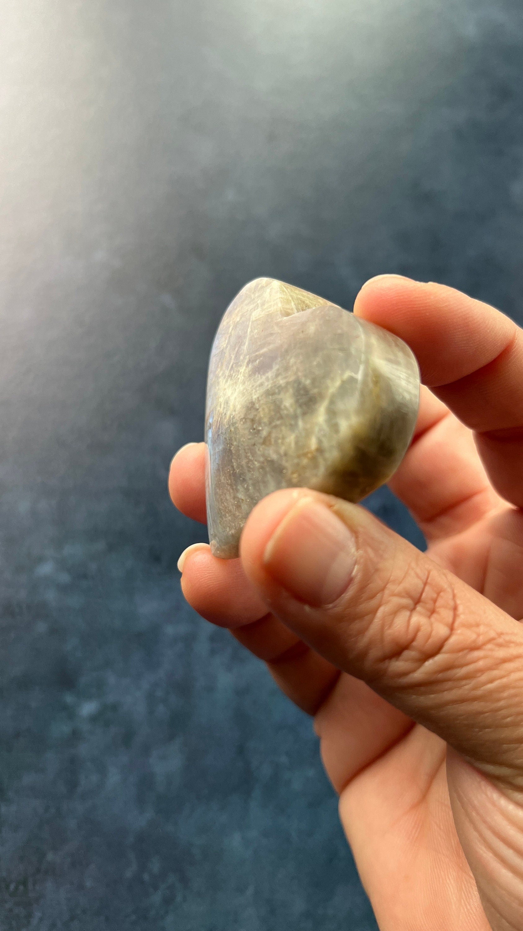 One (1) Gorgeous Moonstone heart with bright blue flash. 2 1/4 inches *Midnights curated crystals* Intuitively chosen from our general stock