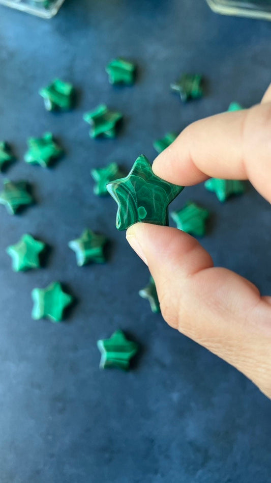 One (1 ) Intuitively chosen Authentic Malachite Star Carvings Perfect for gifting or for small spaces.