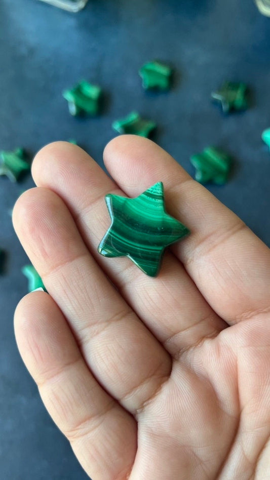 One (1 ) Intuitively chosen Authentic Malachite Star Carvings Perfect for gifting or for small spaces.