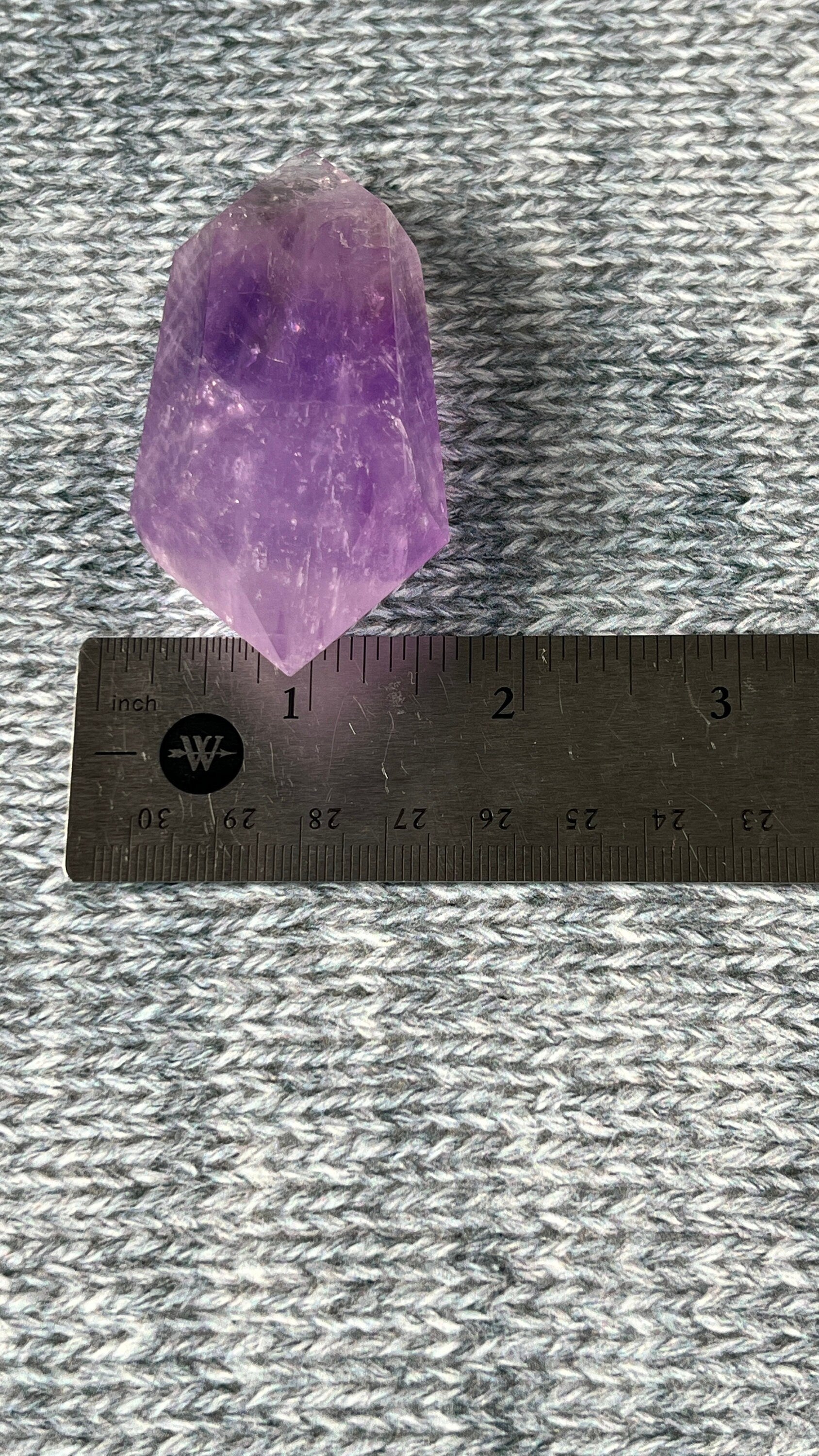 Stunning Amethyst Double Terminated (DT) with multiple rainbows weighing 2.9 ounces (84 g) 3 inches long (8 mm)