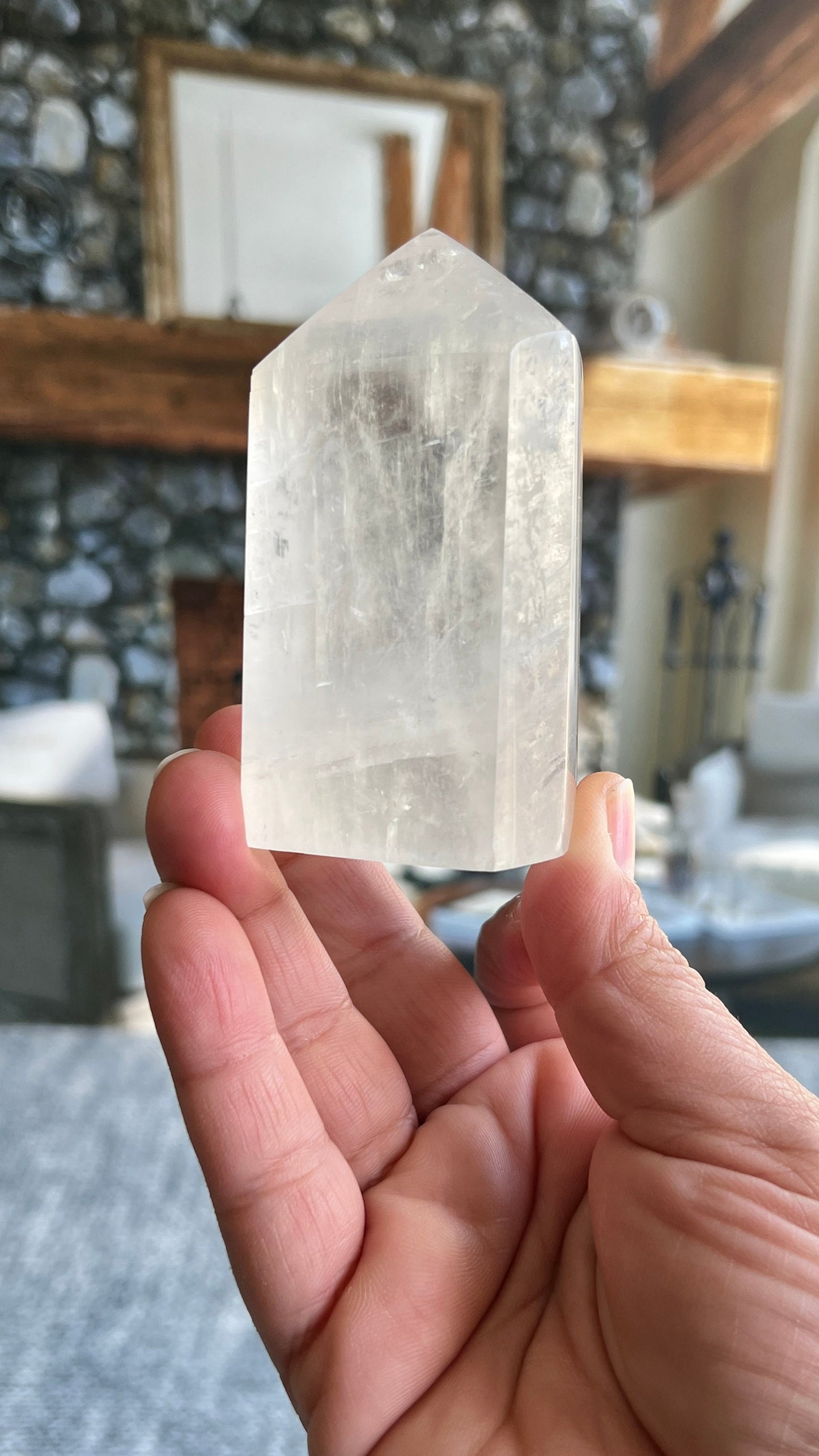 Beautiful Optical Calcite Tower with rainbow 3 3/8 inches weighs 8.6 ounces