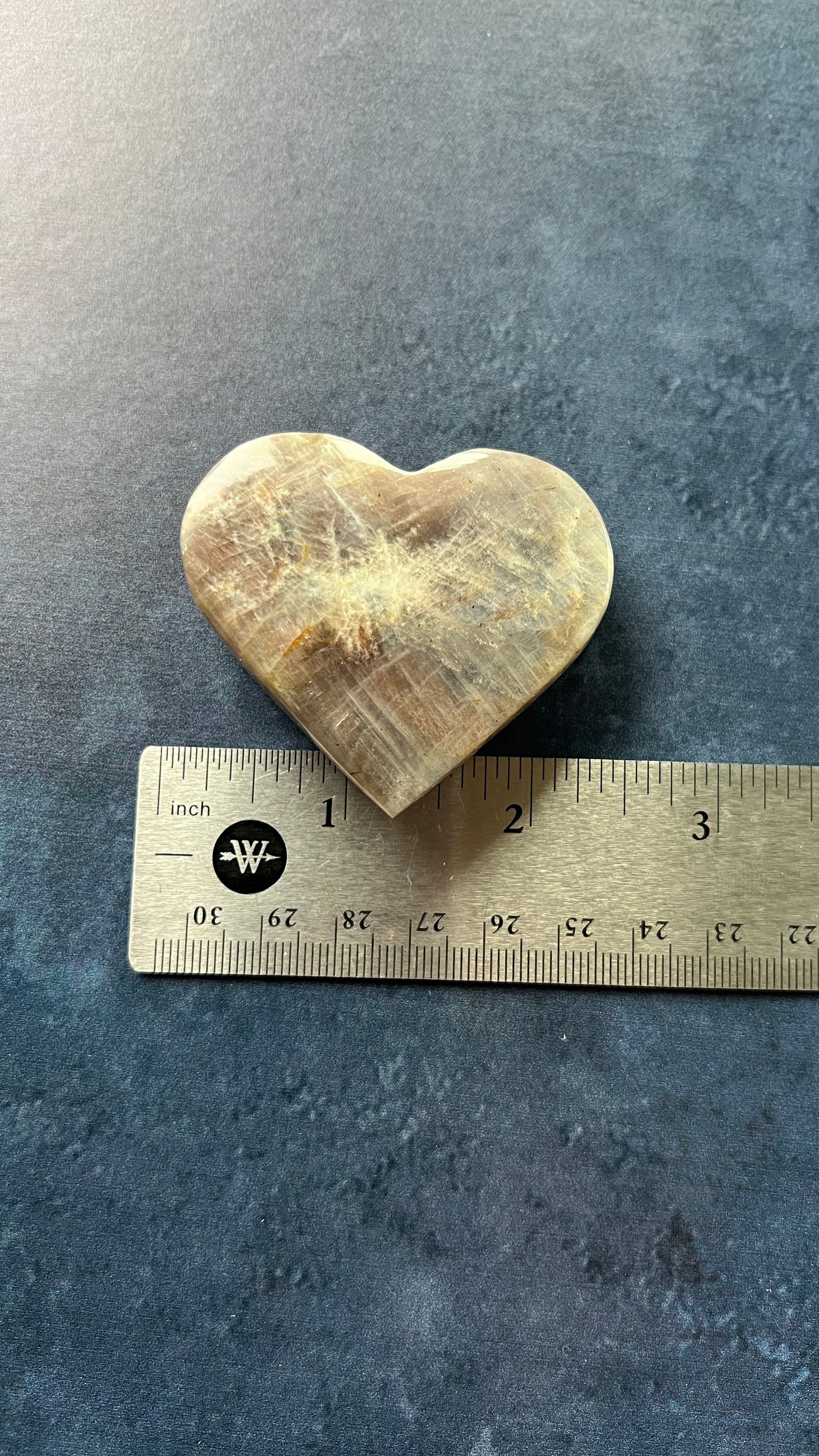 One (1) Gorgeous Moonstone heart with bright blue flash. 2 1/4 inches *Midnights curated crystals* Intuitively chosen from our general stock