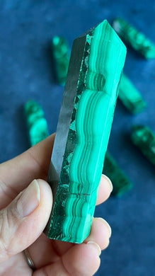 Genuine Malachite 3 5/8 Tower with beautiful colors and patterns throughout 4.1 ounces (M-60)