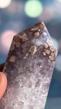 Load image into Gallery viewer, Incredible AAA+ Amethyst and Pink Flower Agate Tower 5 inches tall and weighs 14.5 ounces (AFA-1)
