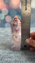 Load image into Gallery viewer, Incredible AAA+ Amethyst and Pink Flower Agate Tower 5 inches tall and weighs 14.5 ounces (AFA-1)
