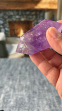 Load image into Gallery viewer, Stunning Amethyst Double Terminated (DT) with multiple rainbows weighing 2.9 ounces (84 g) 3 inches long (8 mm)
