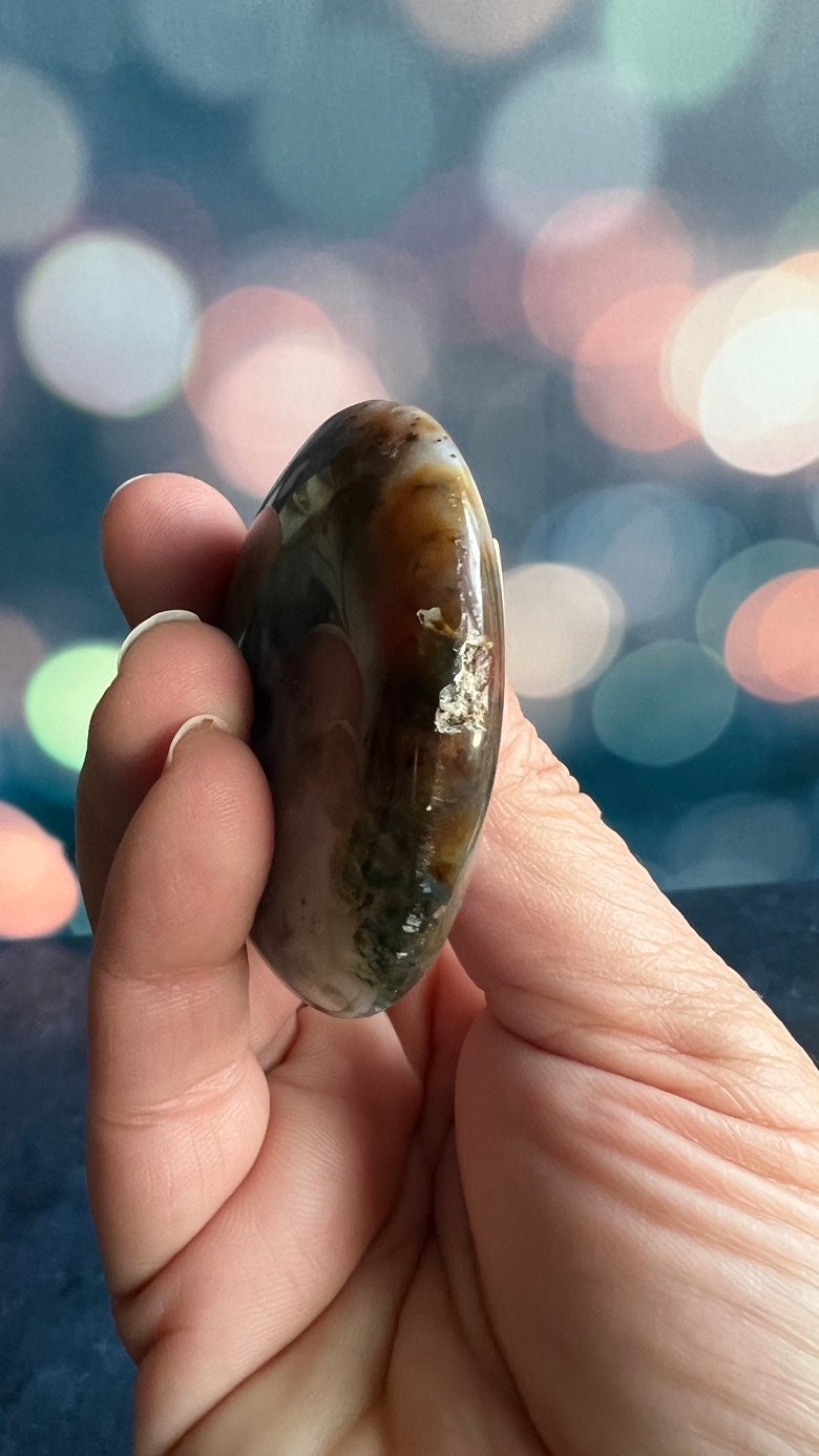 Incredible 8th Vein OJ (Ocean Jasper) Palm Stone with detailed fish eye orbs
