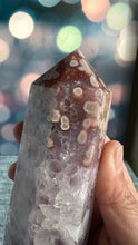 Load image into Gallery viewer, Incredible AAA+ Amethyst and Pink Flower Agate Tower 5 inches tall and weighs 14.5 ounces (AFA-1)
