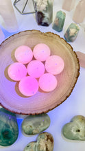 Load image into Gallery viewer, Pink Mangano Calcite Sphere 1 inch with Vibrant glow, UV Reactive Fluorescent
