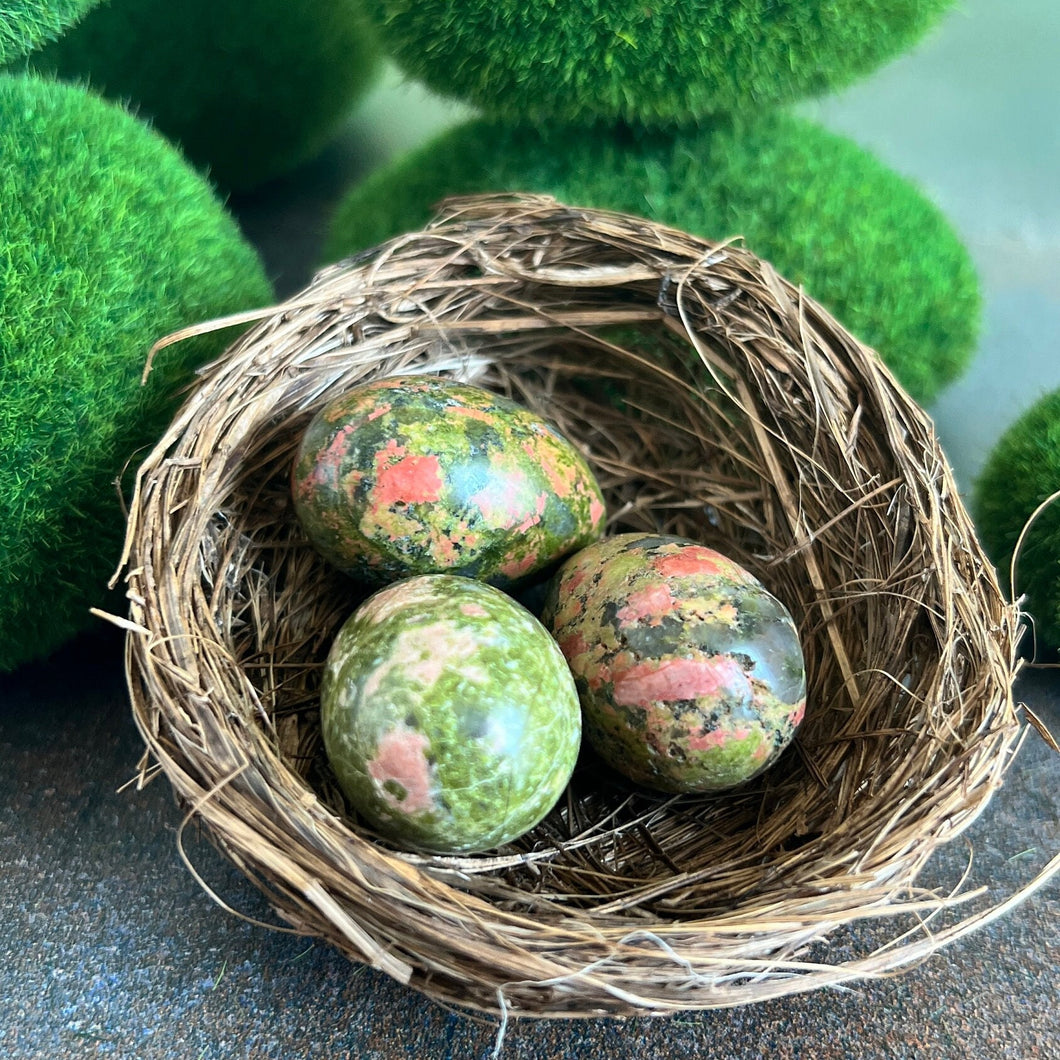 Mini Crystal Egg Carving in Unakite. Gorgeous natural decorative eggs, Random Pull from general stock