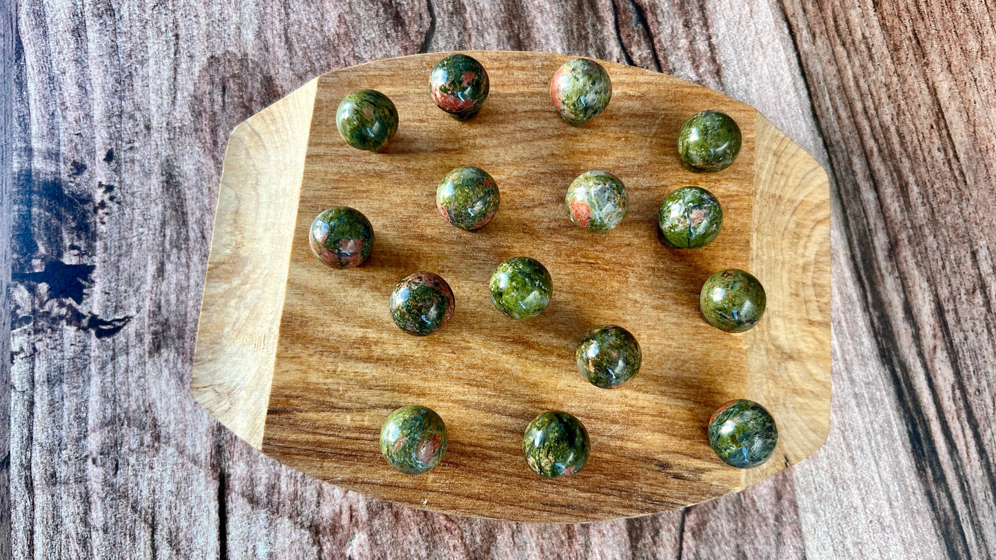 Unakite Mini Mushroom - 20mm Tall. One (1) intuitively chosen for you. Perfect for the fungi lover in your life.
