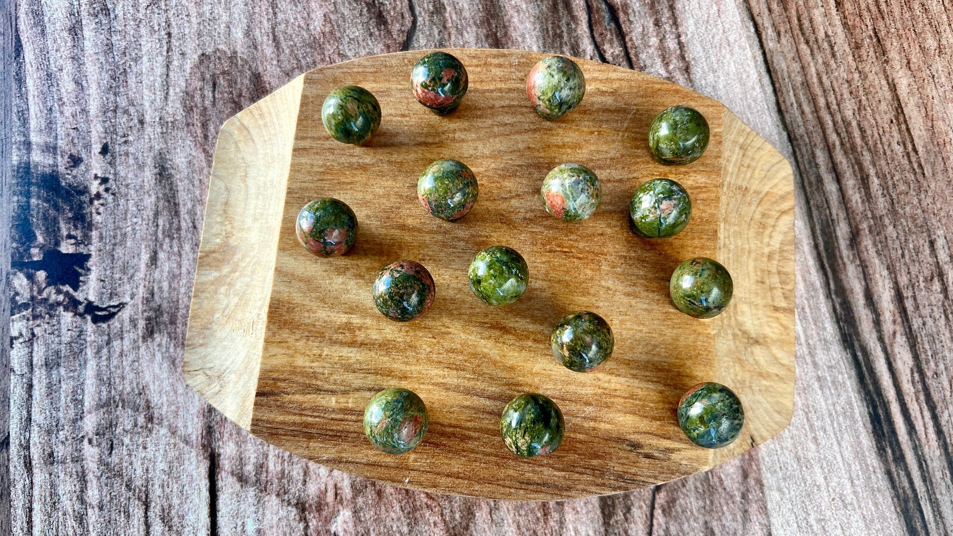 Unakite Mini Mushroom - 20mm Tall. One (1) intuitively chosen for you. Perfect for the fungi lover in your life.