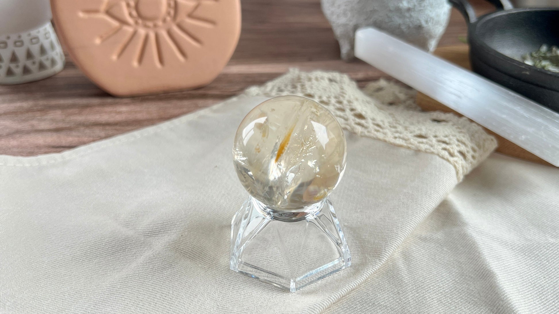 Gorgeous Natural Citrine Sphere, 2.2 oz Perfect for gift giving or for your home, office, or altar decor.