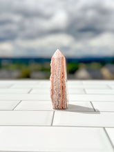 Load image into Gallery viewer, Gorgeous Pink Lace Agate Tower with Sparkling Druzy, approx 3 Inches tall, Gorgeous Decorative Gemstone perfect for a Pink Room. 4 sided
