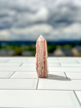 Load image into Gallery viewer, Gorgeous Pink Lace Agate Tower with Sparkling Druzy, approx 3 Inches tall, Gorgeous Decorative Gemstone perfect for a Pink Room. 4 sided
