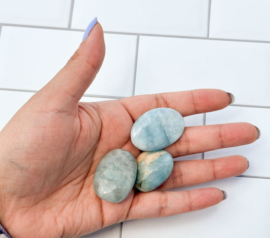 Tumbled Aquamarine Gemstones, Randomly Selected Polished Stones, Decorative Crystal Collection