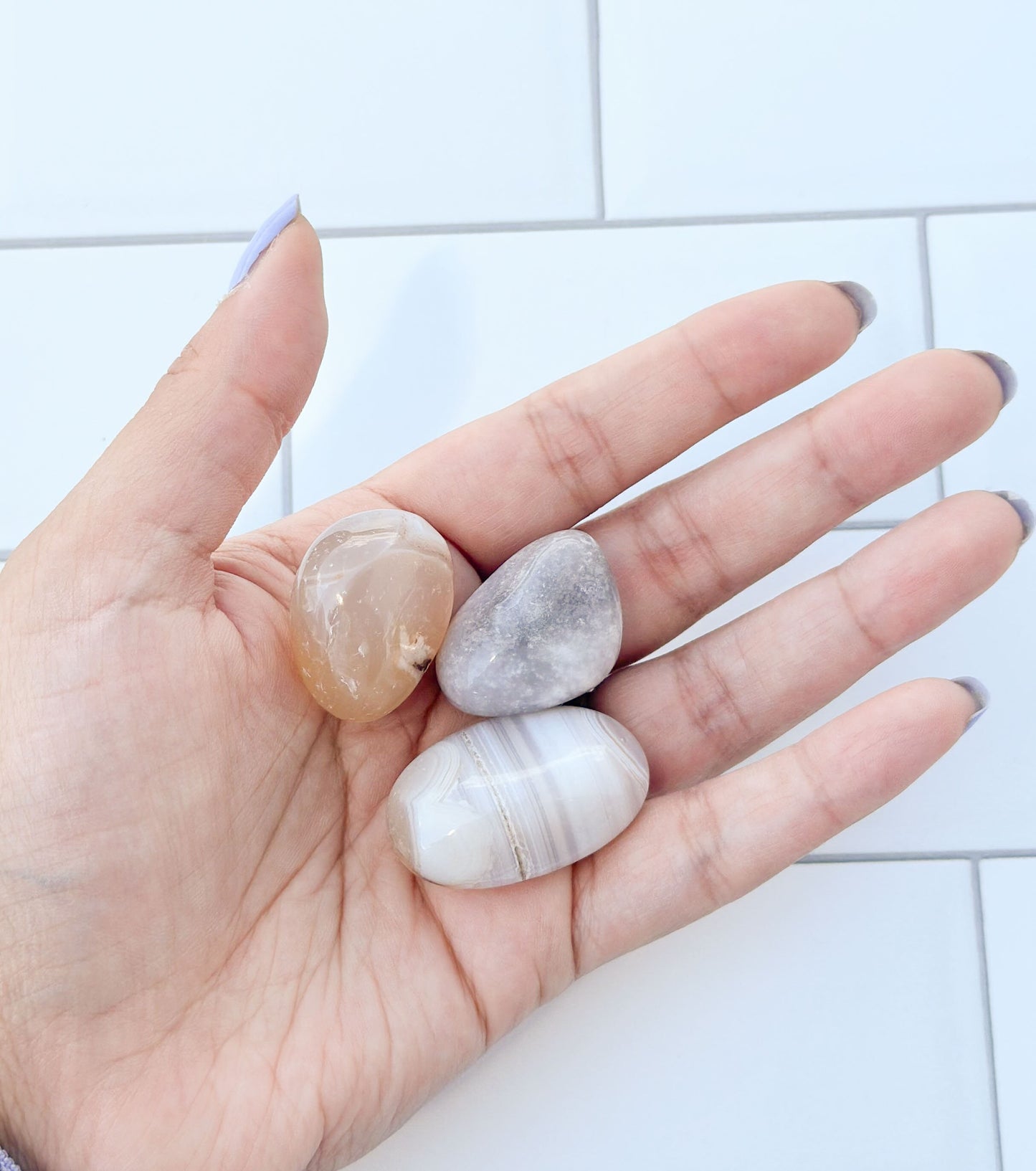 Flower Agate Tumbled Gemstones, Handpicked Polished Stones, Soft Pastel Aesthetic, Unique Natural Home and Office Decor, Pocket talisman