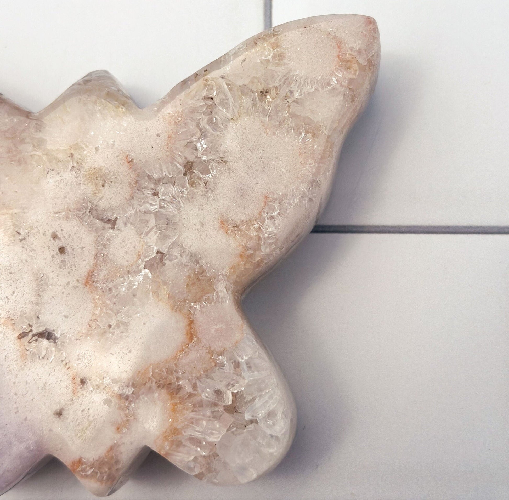 Pink Amethyst Butterfly Beautifully hand carved. 4 inches wide and weighs 12.5 ounces