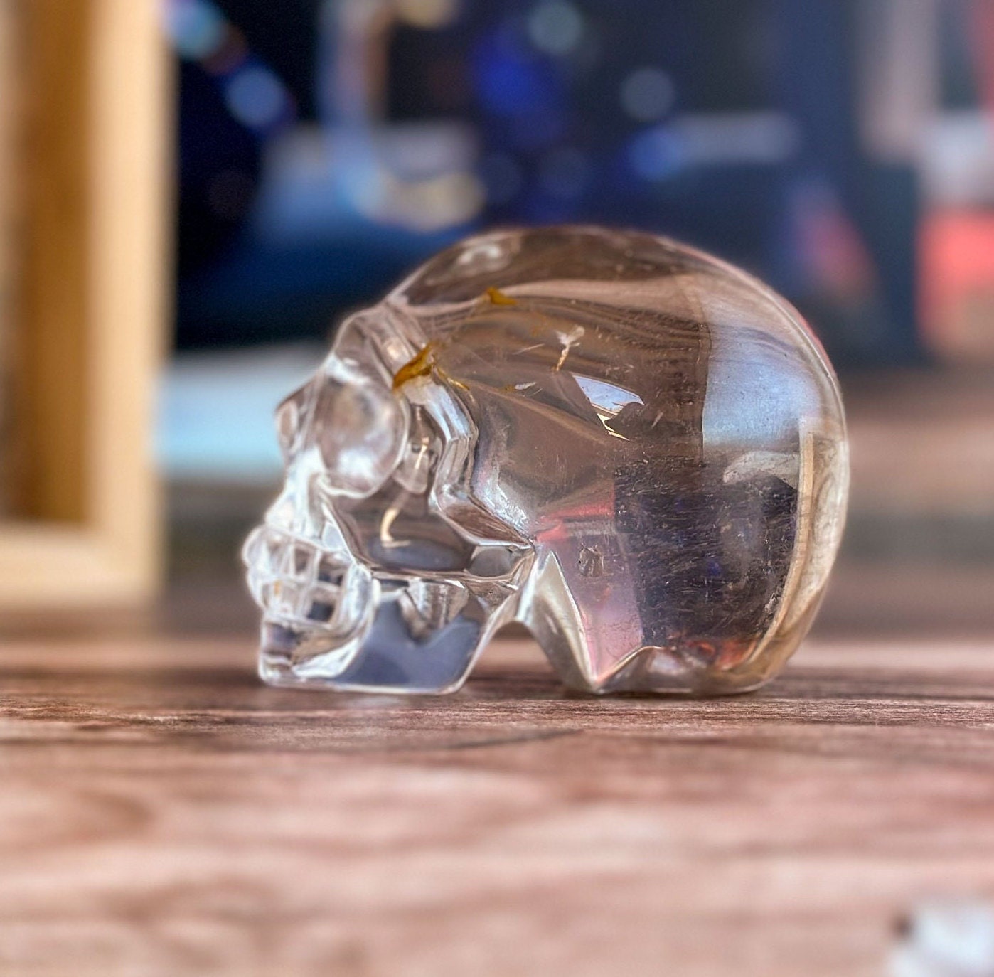 Gorgeous Smoky Quartz Skull with incredible clarity. Authentic Gemstone Crystal Skull, Halloween Decor