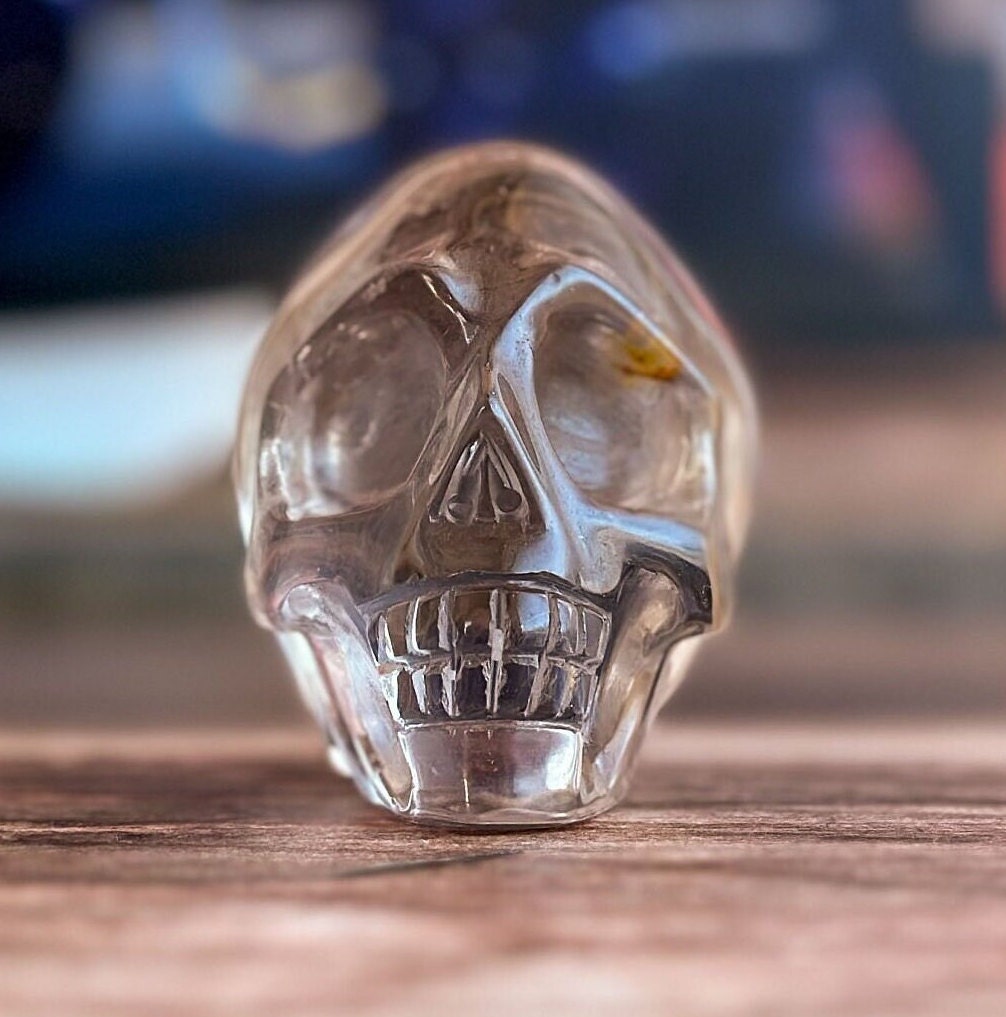 Gorgeous Smoky Quartz Skull with incredible clarity. Authentic Gemstone Crystal Skull, Halloween Decor