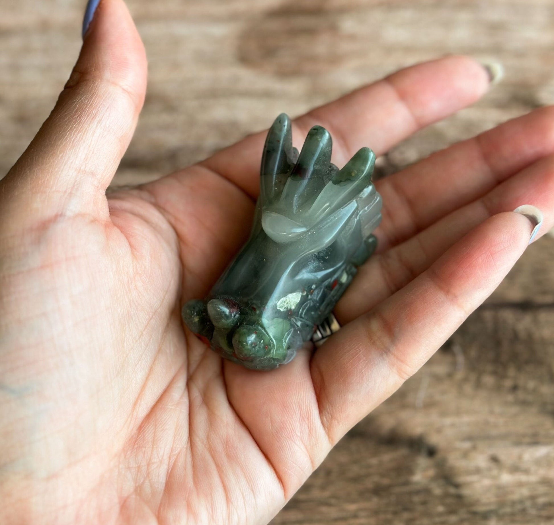 Gorgeous Bloodstone Dragon Head Carving | Handcrafted Gemstone Dragon | Mystical Fantasy Decor (Drag01)