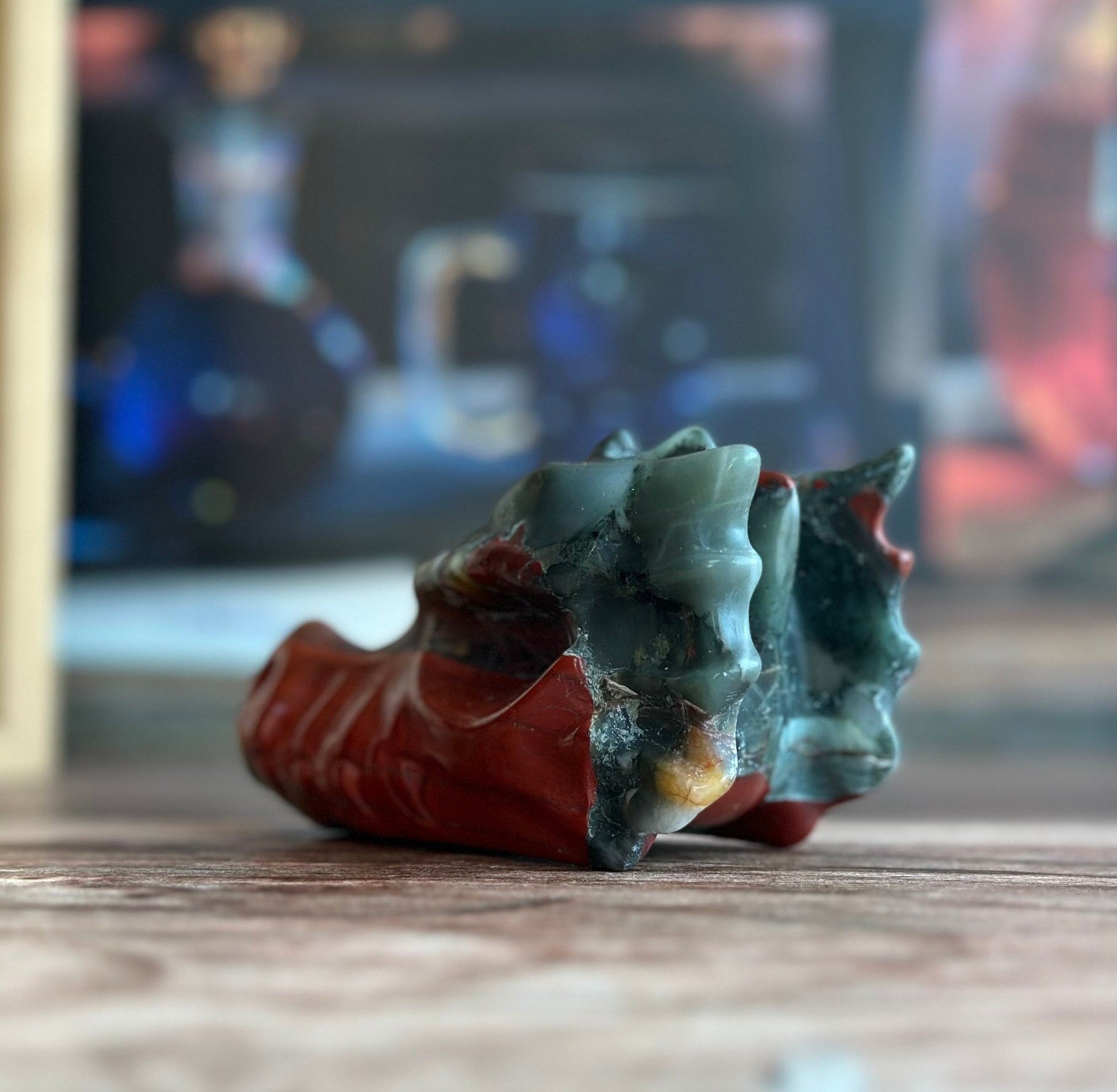 Bloodstone Dragon Head Carving | Handcrafted Gemstone Dragon | Mystical Fantasy Decor (MD-DRAG02)