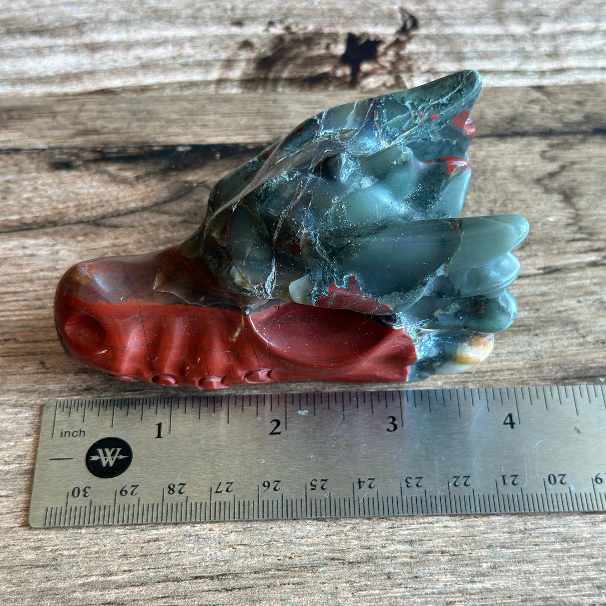 Bloodstone Dragon Head Carving | Handcrafted Gemstone Dragon | Mystical Fantasy Decor (MD-DRAG02)
