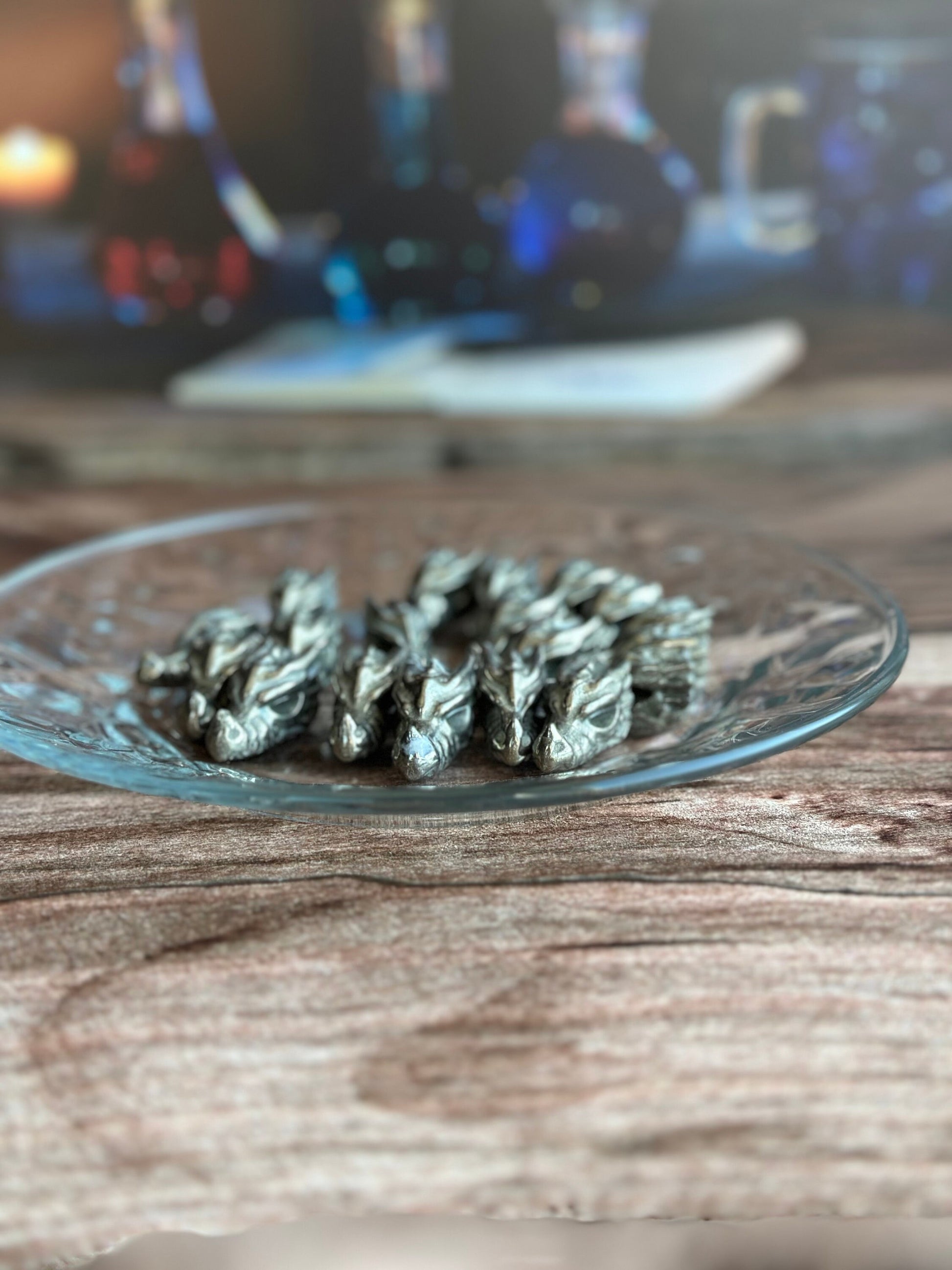 One (1) Pyrite Mini Dragon head, Approx 1 inch long. Small Dragon Head Figurine, Made of Authentic Pyrite (2209-JTAD3-MINPYRDRGN)