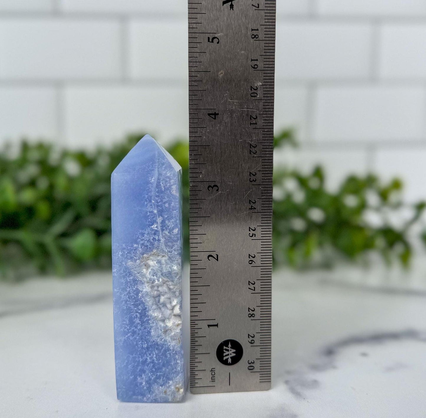 Blue Lace Agate Tower with gorgeous patterns that are both orbicular and lacey. A truly stunning and unique piece.