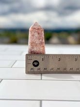 Load image into Gallery viewer, Gorgeous Pink Lace Agate Tower with Sparkling Druzy, approx 3 Inches tall, Gorgeous Decorative Gemstone perfect for a Pink Room. 4 sided
