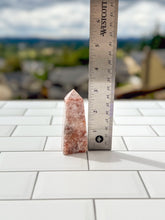 Load image into Gallery viewer, Gorgeous Pink Lace Agate Tower with Sparkling Druzy, approx 3 Inches tall, Gorgeous Decorative Gemstone perfect for a Pink Room. 4 sided
