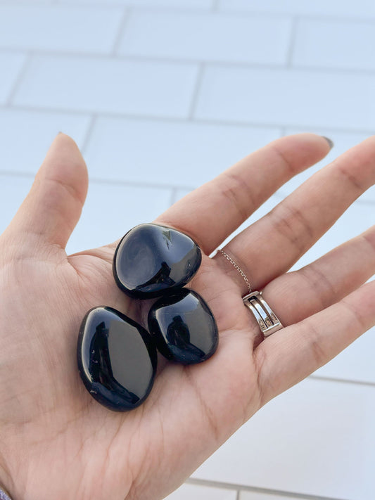 Natural Black Obsidian Tumbled Crystal Gemstone. Pocket Stones, Polished Chakra Stones, Random Pull from our general supply