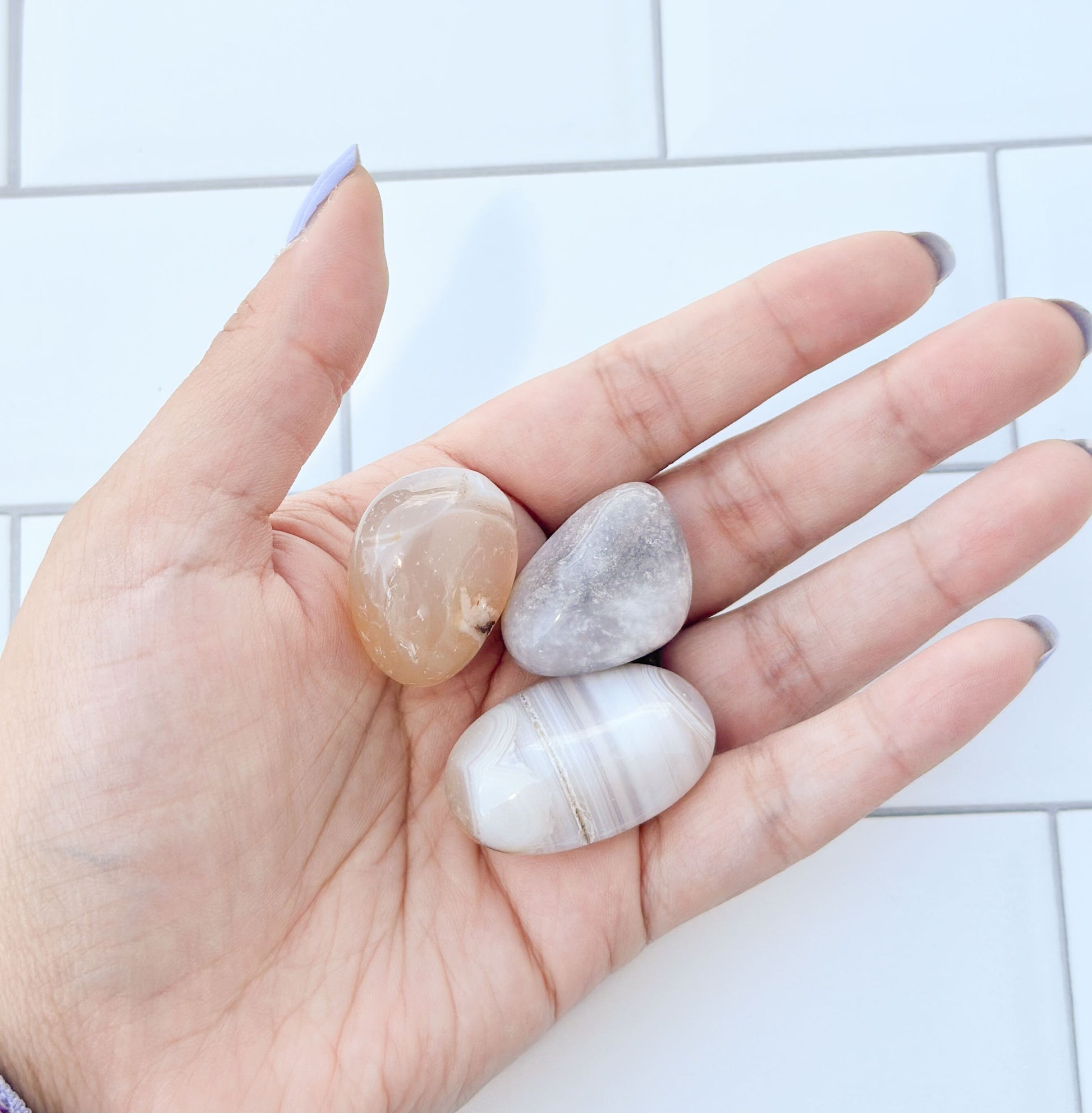 Flower Agate Tumbled Gemstones, Handpicked Polished Stones, Soft Pastel Aesthetic, Unique Natural Home and Office Decor, Pocket talisman