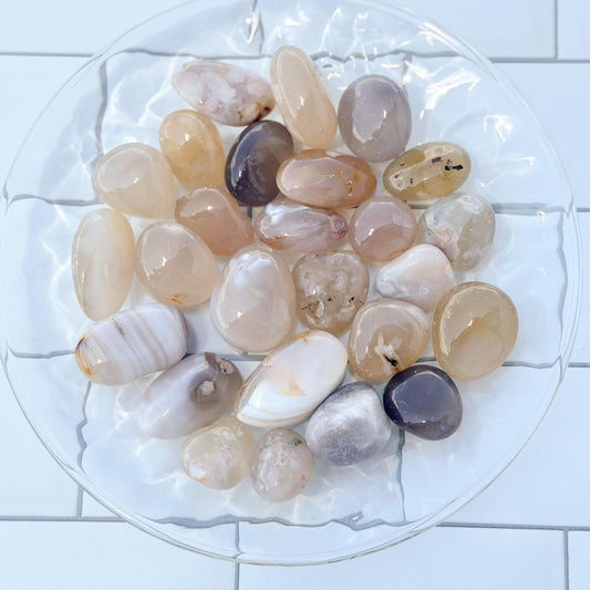 Flower Agate Tumbled Gemstones, Handpicked Polished Stones, Soft Pastel Aesthetic, Unique Natural Home and Office Decor, Pocket talisman