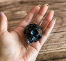 Load image into Gallery viewer, Black Onyx Crystal Skull | Stunning Gemstone Skull | Gothic Halloween Decor for lovers of the macabre and esoteric (smokyskull_1)
