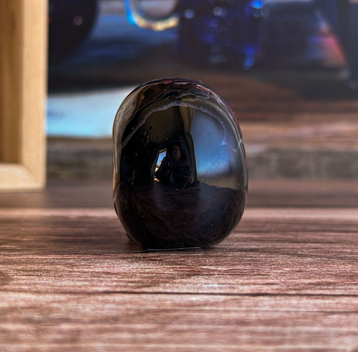 Black Onyx Crystal Skull | Stunning Gemstone Skull | Gothic Halloween Decor for lovers of the macabre and esoteric (smokyskull_5)