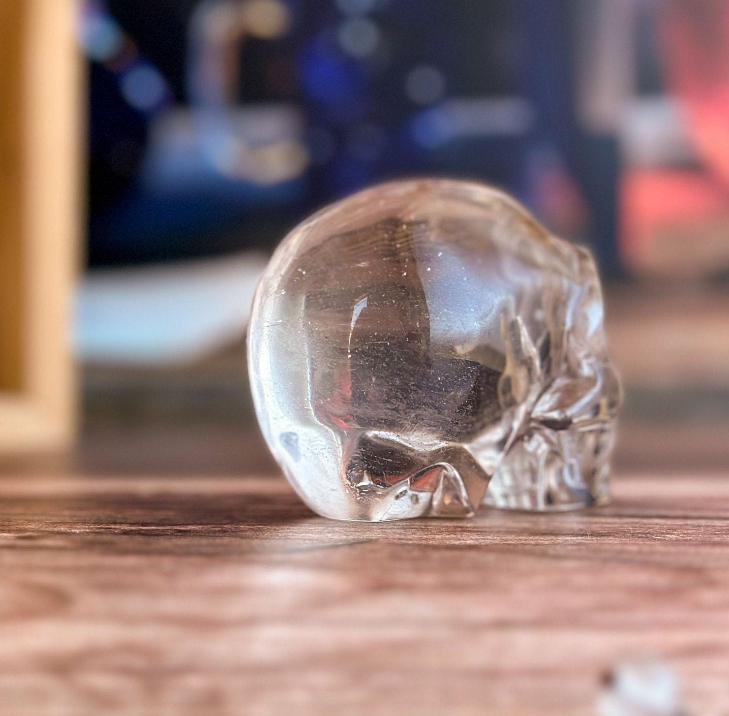 Gorgeous Smoky Quartz Skull with incredible clarity. Authentic Gemstone Crystal Skull, Halloween Decor