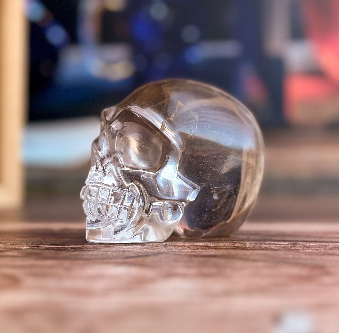 Gorgeous Smoky Quartz Skull with incredible clarity. Authentic Gemstone Crystal Skull, Halloween Decor