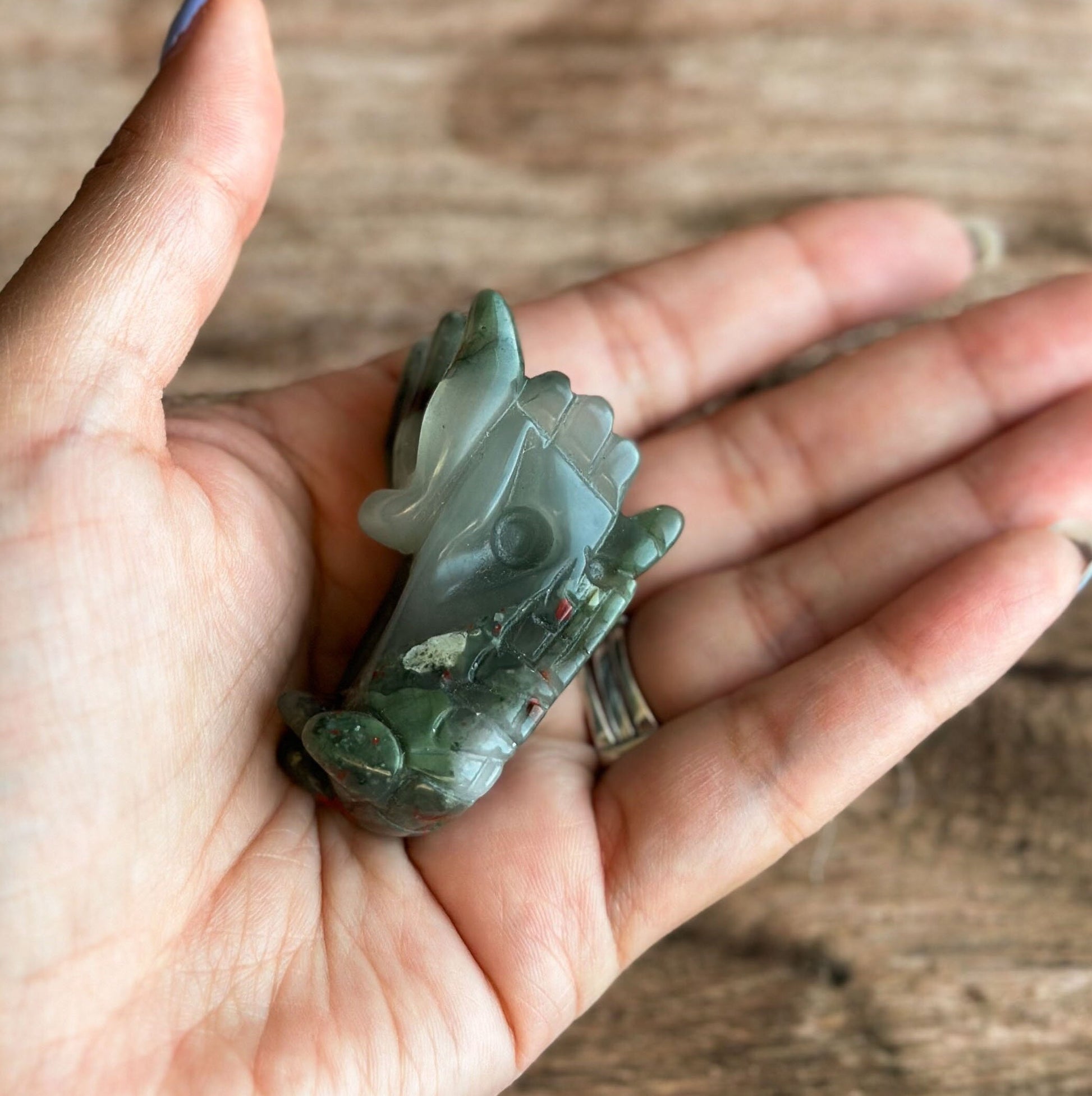 Gorgeous Bloodstone Dragon Head Carving | Handcrafted Gemstone Dragon | Mystical Fantasy Decor (Drag01)
