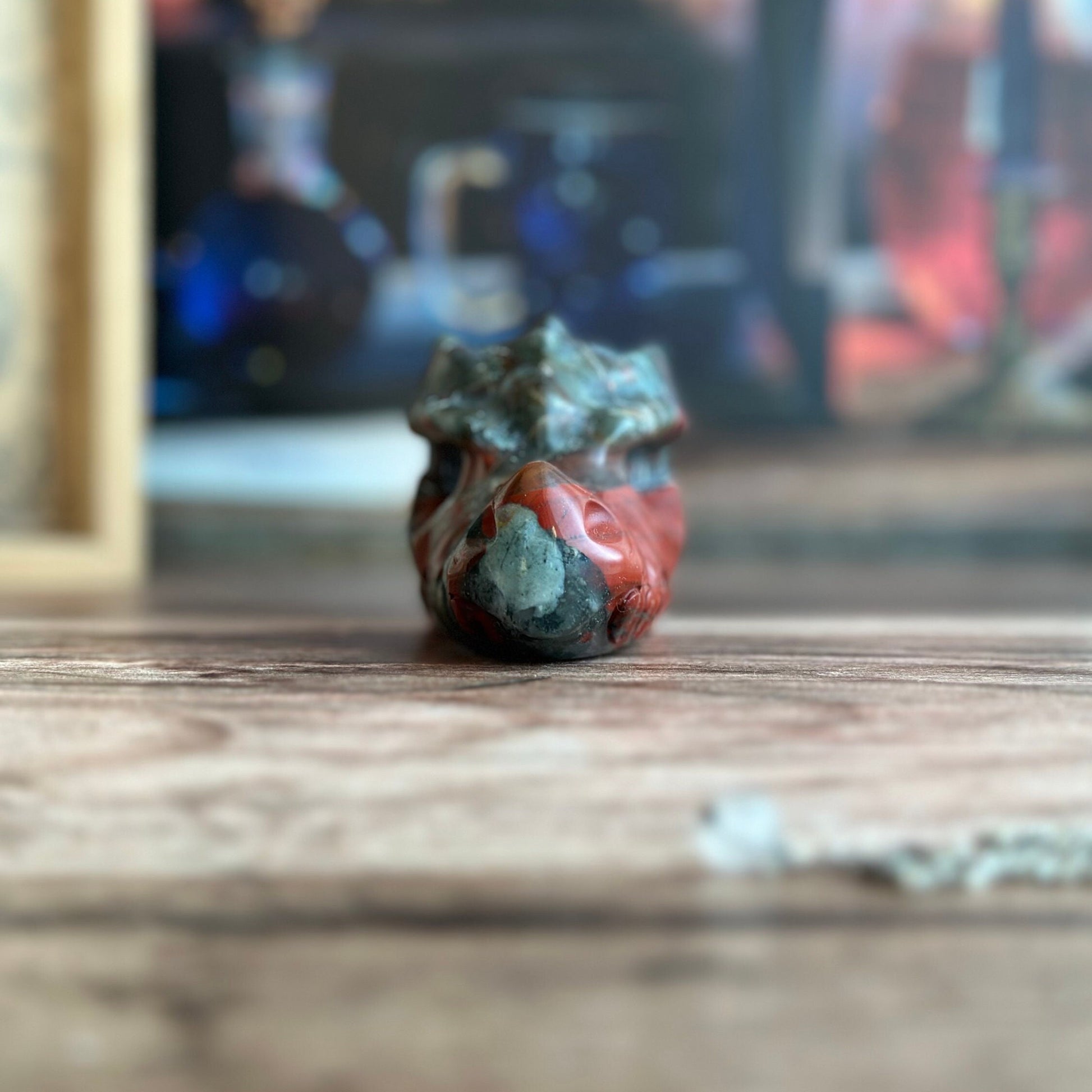 Bloodstone Dragon Head Carving | Handcrafted Gemstone Dragon | Mystical Fantasy Decor (MD-DRAG02)