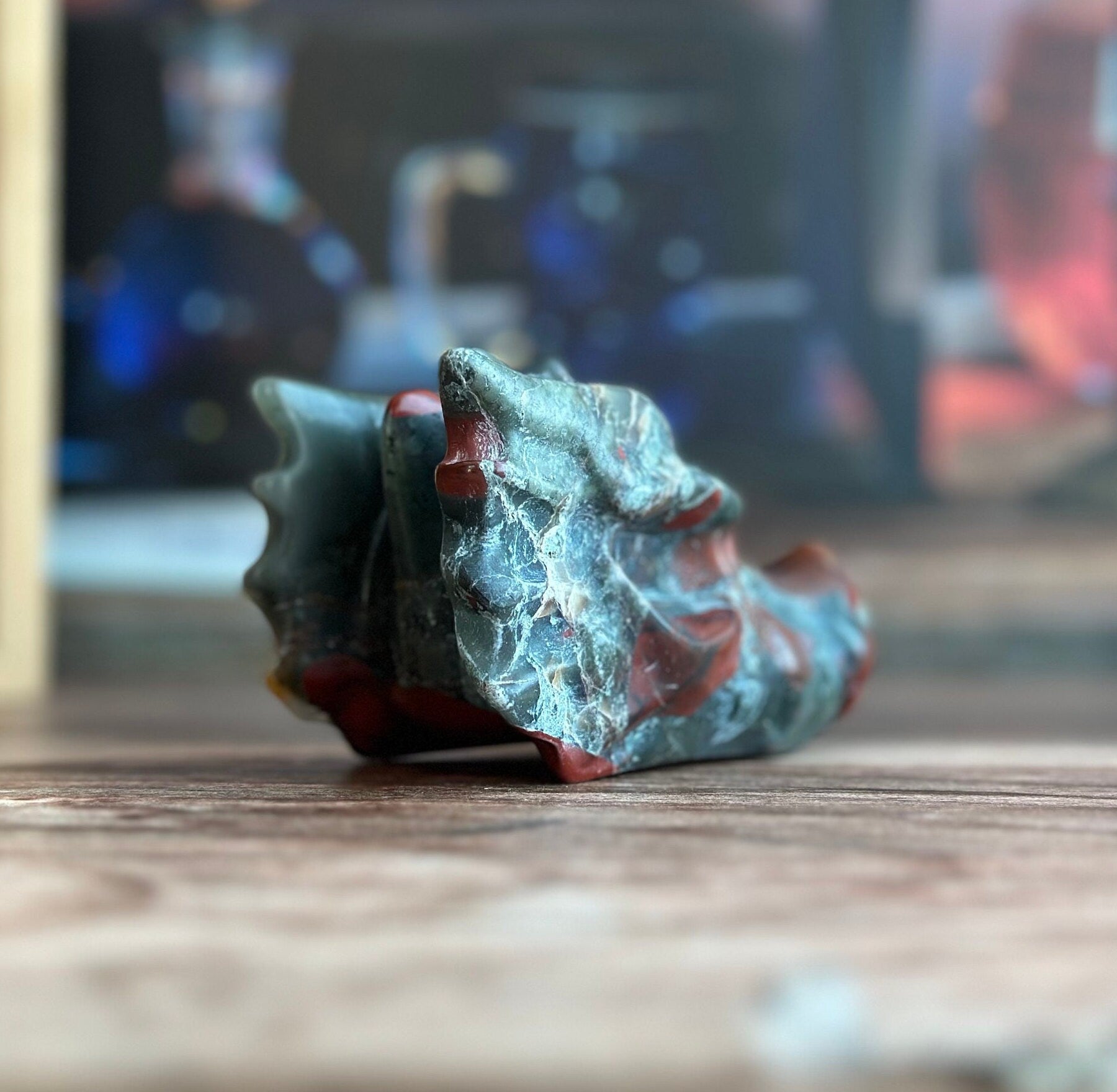 Bloodstone Dragon Head Carving | Handcrafted Gemstone Dragon | Mystical Fantasy Decor (MD-DRAG02)