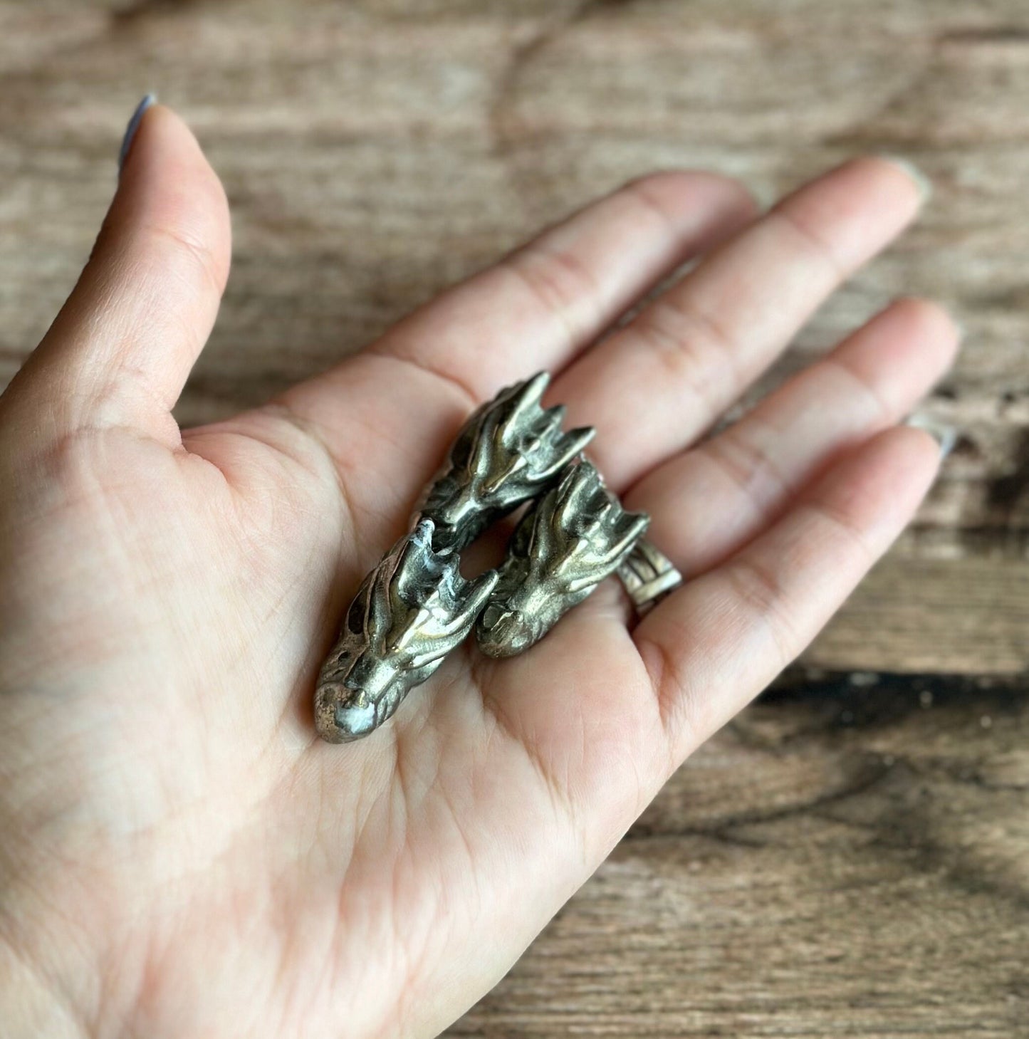 One (1) Pyrite Mini Dragon head, Approx 1 inch long. Small Dragon Head Figurine, Made of Authentic Pyrite (2209-JTAD3-MINPYRDRGN)