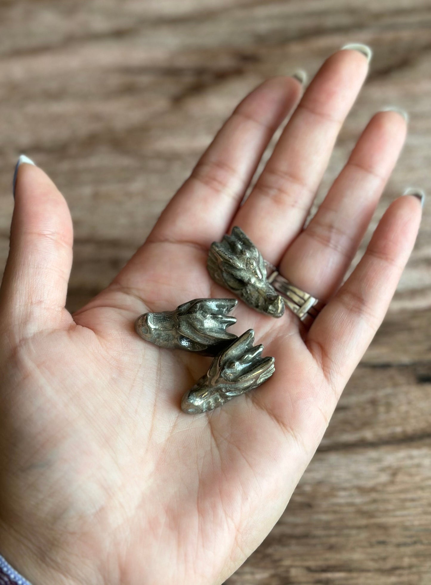 One (1) Pyrite Mini Dragon head, Approx 1 inch long. Small Dragon Head Figurine, Made of Authentic Pyrite (2209-JTAD3-MINPYRDRGN)