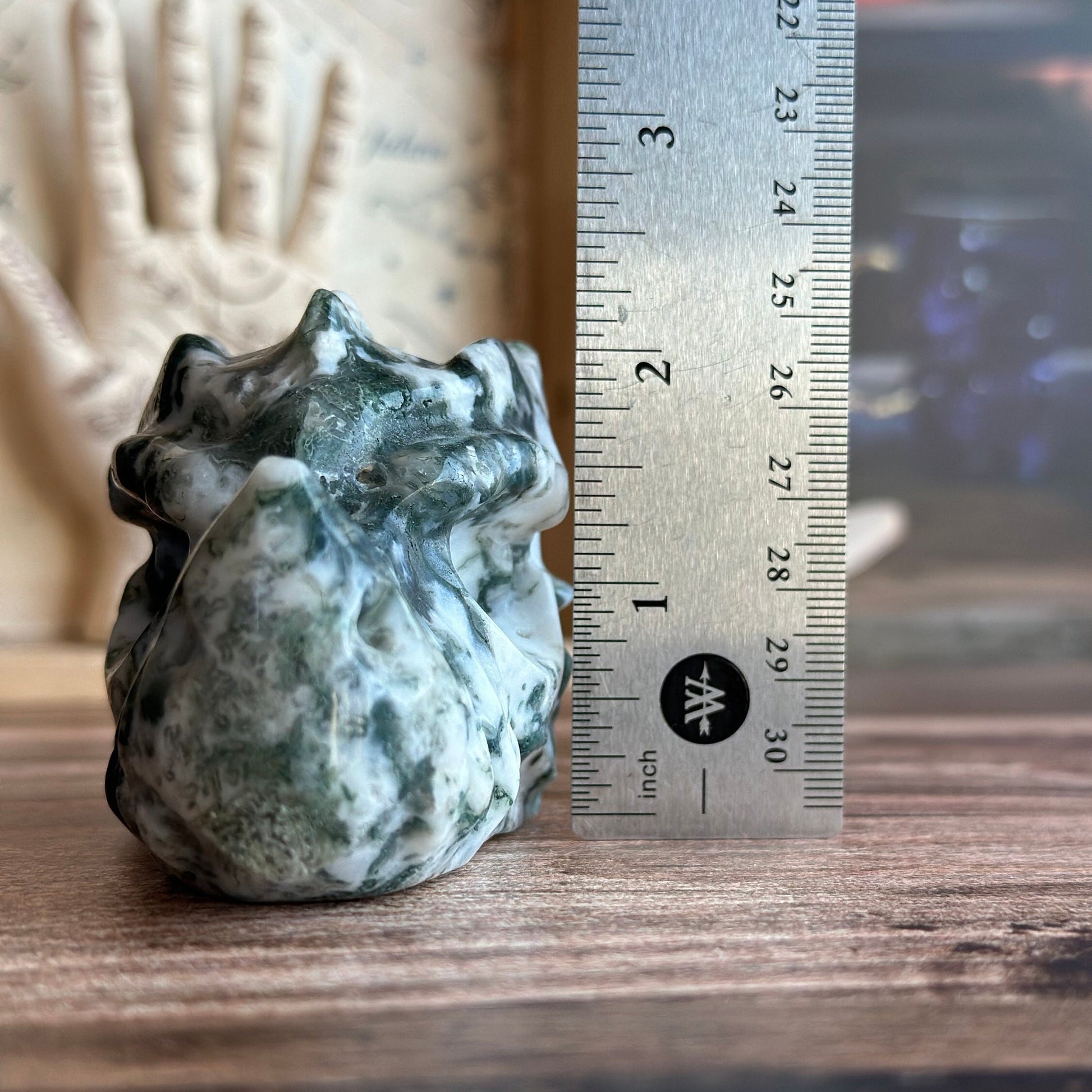 Tree Agate Dragon Head Carving | Green and white Crystal Dragon Head | Fantasy Decor for Collectors (2211-j30-TREMSS-DRGNHD-3)