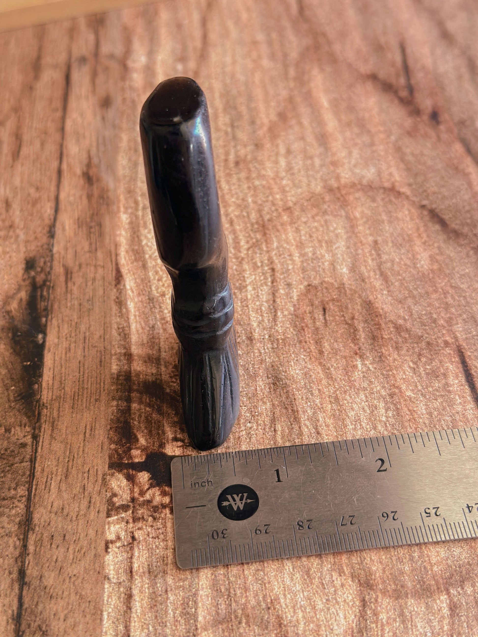 Silver Sheen Obsidian Witches Broom Carving | Handcrafted Gemstone Broomstick | Unique Witchy Decor