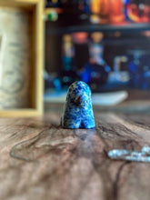 Load image into Gallery viewer, Spotted Blue Jasper Ghost Carving | Handcrafted Gemstone Ghost | Halloween Decor |Ghostly Halloween Decor
