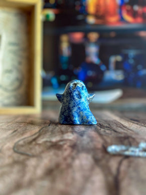 Spotted Blue Jasper Ghost Carving | Handcrafted Gemstone Ghost | Halloween Decor |Ghostly Halloween Decor