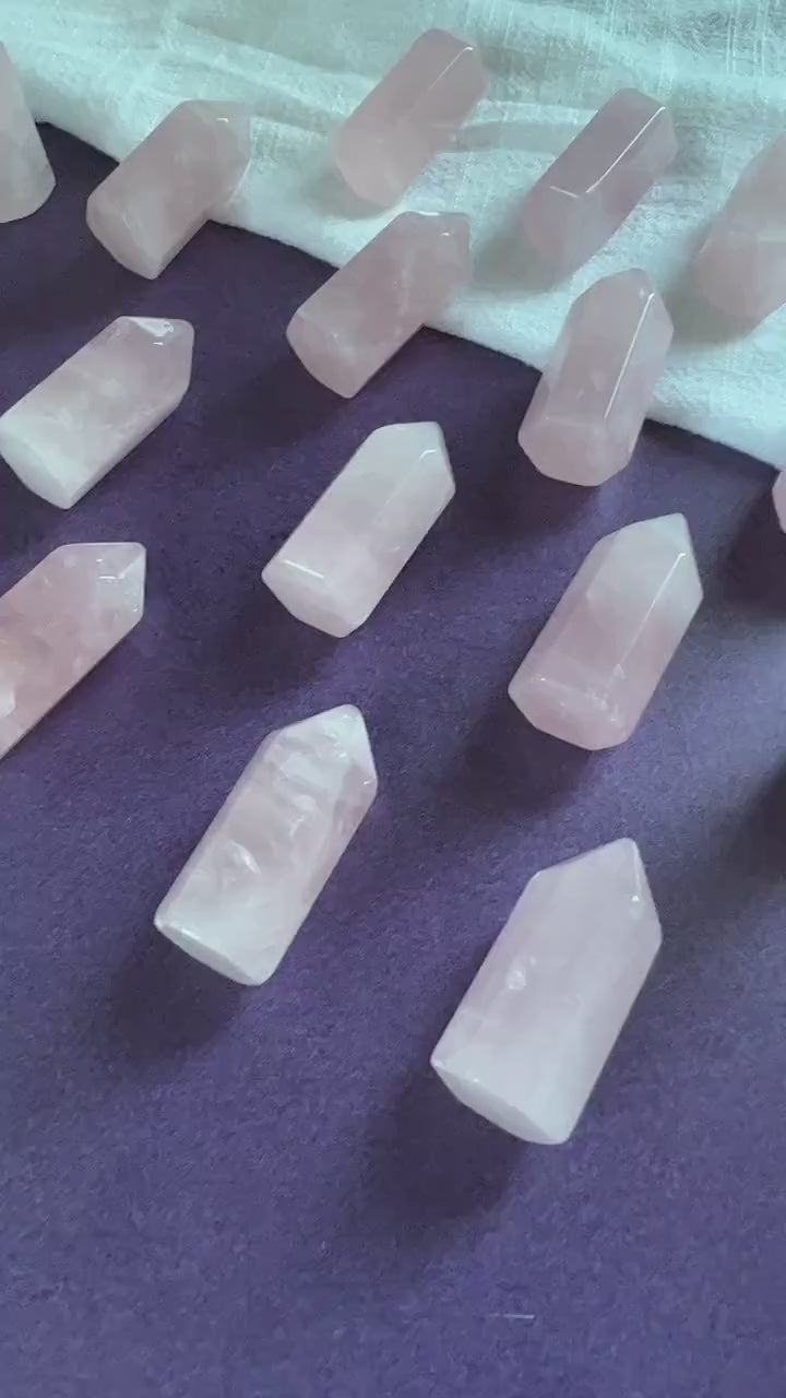 One (1) Rose Quartz mini point, 1.3 - 1.5 inch tall, Delicate Pink Rose Quartz Mini Tower, Small, under ten dollars & perfect for beginners