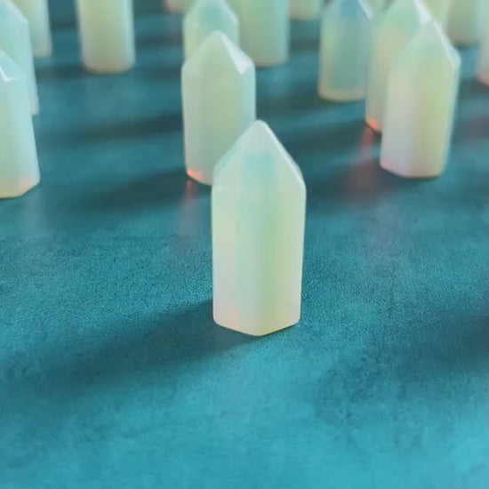 One (1) Opalite mini point, 1.4 inch tall tower, Beautiful Man-Made Opal, Small, subtle crystals under ten dollars, perfect for beginners